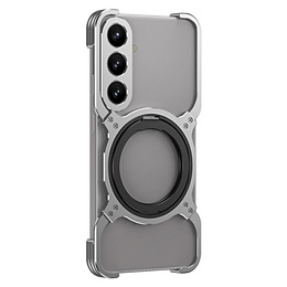 Carcasă pentru Samsung Galaxy S25, Kickstand Bumper, cu capac pentru obiectiv, pentru MagSafe, de argint