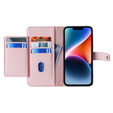 Cu clapetă pentru iPhone 15 Pro Max, Wallet Zipper Pocket, roz