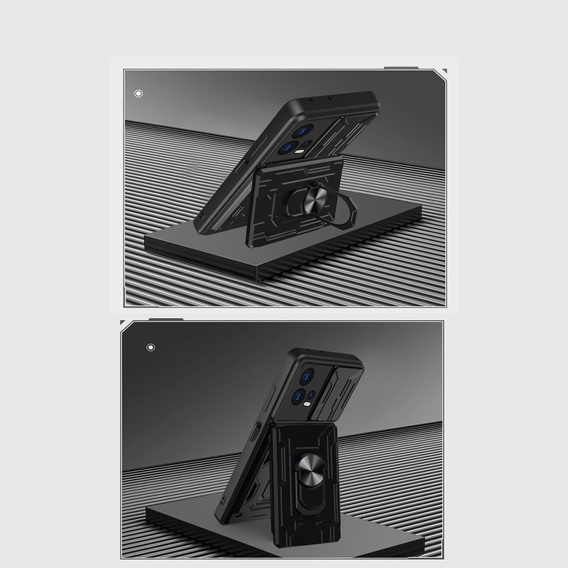 Husă blindată pentru Motorola Edge 30 Fusion 5G, Camera Slide Card Slot, negru