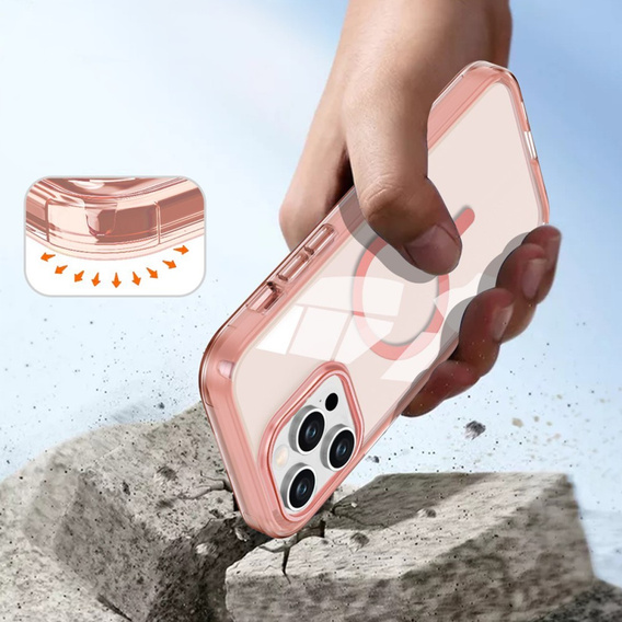 Carcasă pentru iPhone 16 Pro, Shockproof Hybrid, cu folie pentru ecran, pentru MagSafe, roz