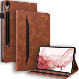 Husă pentru Samsung Galaxy Tab S10 FE+ Plus, Classic, cu spațiu pentru stylus, maro
