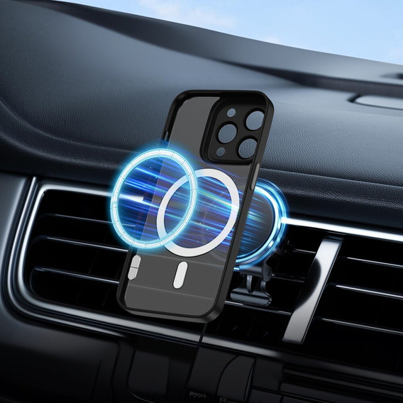 Husă pentru iPhone 15 Pro Max, pentru MagSafe, ERBORD Matt Case, negru + sticlă pentru ecran