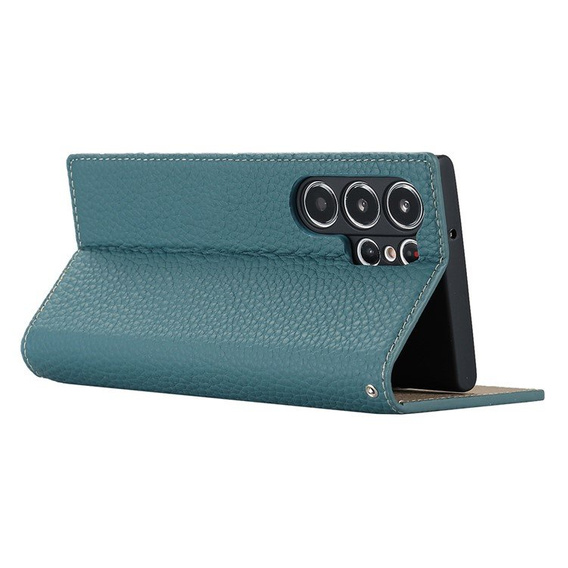 Husă din piele pentru Samsung Galaxy S23 Ultra, ERBORD Grain Leather, albastru