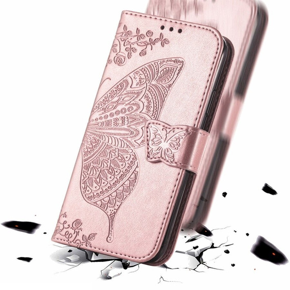 Cu clapetă pentru Infinix Hot 40i, Butterfly, roz rose gold