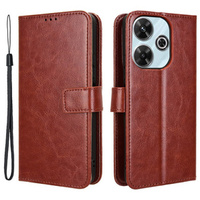 Cu clapetă pentru Xiaomi Redmi 13, Crazy Horse Wallet, maro