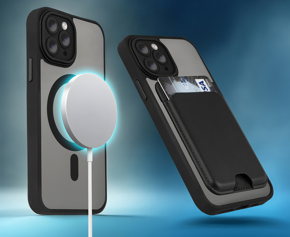 Husă pentru iPhone 12 Pro Max, pentru MagSafe, ERBORD Matt Case, negru + sticlă pentru ecran