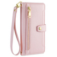 Cu clapetă pentru Samsung Galaxy A16, Wallet Zipper Pocket, roz