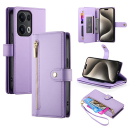Cu clapetă pentru Oppo Reno 13 Pro 5G, Wallet Zipper Pocket, violet