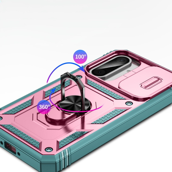 Husă pentru Samsung Galaxy A56 5G, KickStand Camera Lens, roz / verde