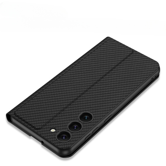 Cu clapetă pentru Samsung Galaxy S23, GKK Leather, carbon negru