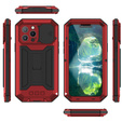 Husă pentru iPhone 13 Pro Max, R-JUST CamShield Slide, armată, roșu / negru