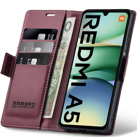 ERBORD Glossy Litchi portofel cu clapetă pentru Xiaomi Redmi A5