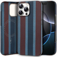 Carcasă pentru iPhone 16 Pro Max, Aramid Fiber Slim Case, pentru MagSafe, albastru / roșu