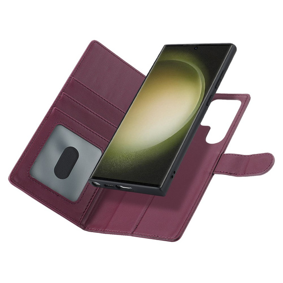 Husă cu clapetă pentru Samsung Galaxy S23 Ultra, portofel, pentru MagSafe, maroon