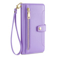 Cu clapetă pentru iPhone 14 Pro, Wallet Zipper Pocket, violet