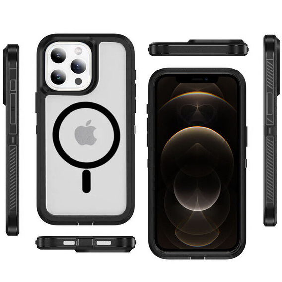 Carcasă cu ramă pentru iPhone 12/12 Pro, pentru MagSafe, transparent / negru
