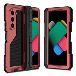 Carcasă blindată pentru Samsung Galaxy Z Fold6 5G, aluminiu, cu stand și spațiu pentru stylus, roșu