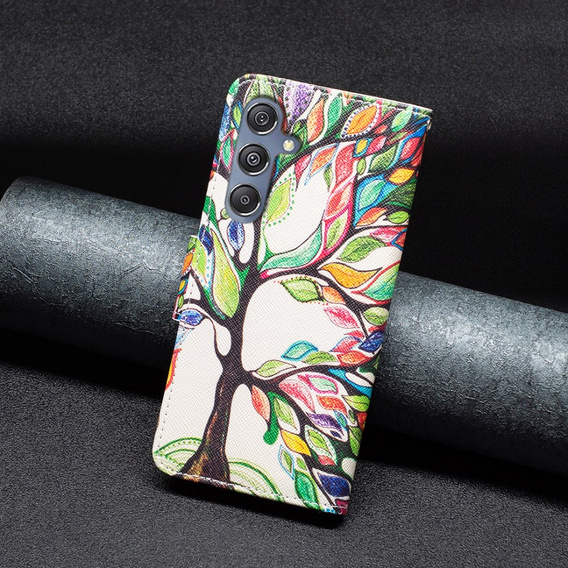 Cu clapetă pentru Samsung Galaxy M34, Wallet, tree of life, alb