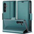 Husă pentru Samsung Galaxy A25 5G, ERBORD Glossy Litchi, portofel cu clapetă, verde