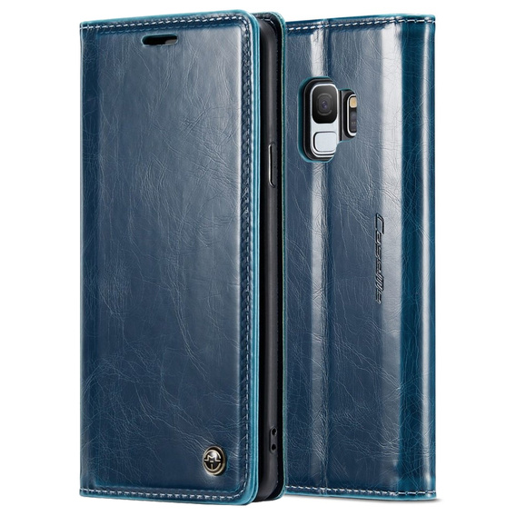 Carcasă flip CASEME pentru Samsung Galaxy S9, Waxy Textured, albastru