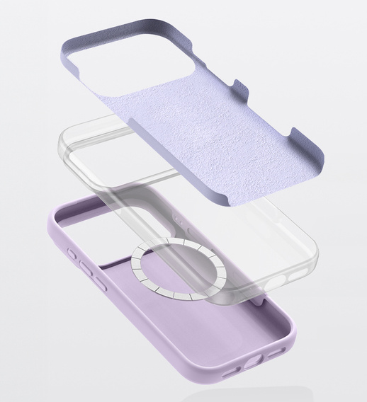 Manșon din silicon pentru iPhone 17 Pro, pentru MagSafe, antișoc, violet