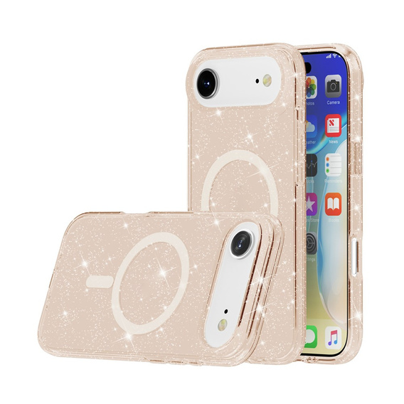 Husă pentru iPhone Air, pentru MagSafe, glitter, aur translucid