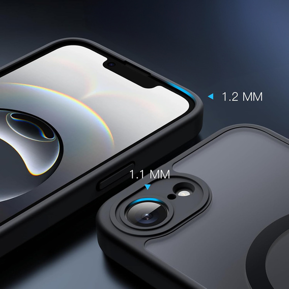 Husă pentru iPhone 16E, pentru MagSafe, ERBORD Matt Case, negru + sticlă pentru ecran