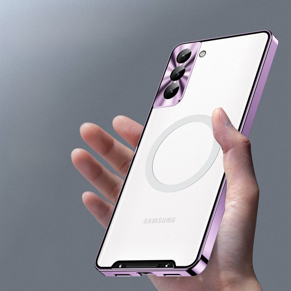 Carcasă de protecție pentru camera foto pentru Samsung Galaxy S21 FE 5G, CamShield MagSafe, transparent / violet