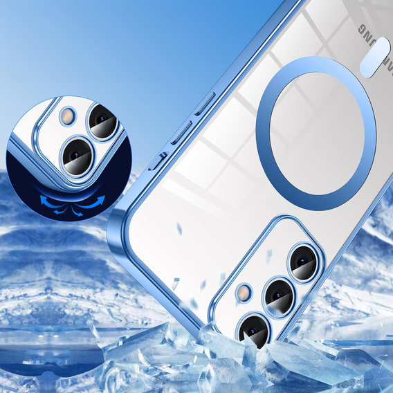 Husă pentru Samsung Galaxy S25+ Plus, Electro MagSafe, albastru + Lanyard