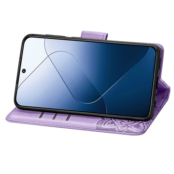 Cu clapetă pentru Xiaomi 14T, Butterfly, violet