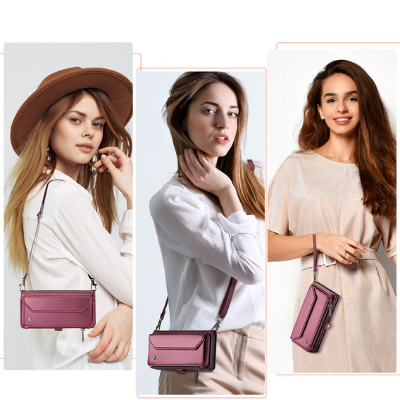 Geantă cu clapetă pentru Samsung Galaxy A17 5G, geantă de portofel cu închidere și curele - roșu