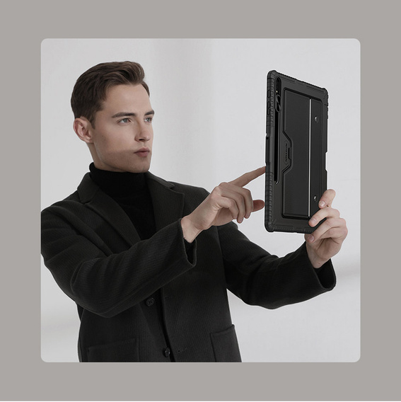 Carcasă + tastatură Galaxy Tab S8+ / Tab S7 +/ Tab S7 FE, NILLKIN Bumper Pen Slot, negru