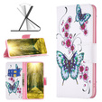 Cu clapetă pentru Xiaomi Redmi Note 13 5G, Wallet, Butterflies & Flowers alb