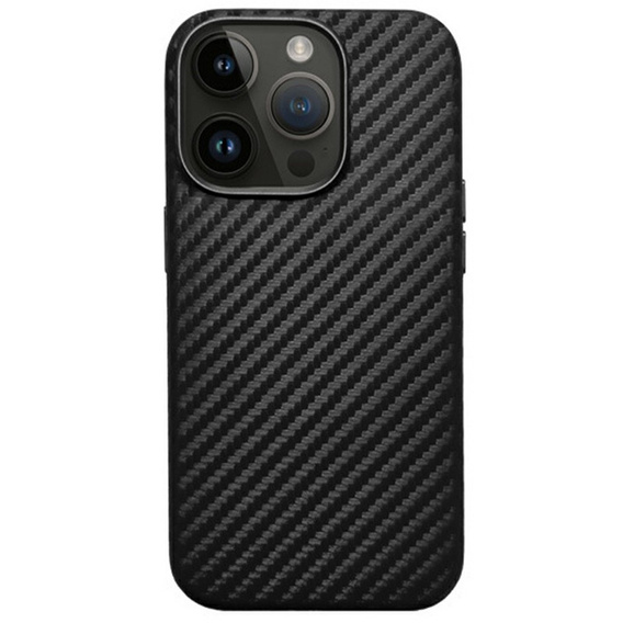 Husă KZDOO pentru iPhone 16 Pro, Carbon Fiber, negru