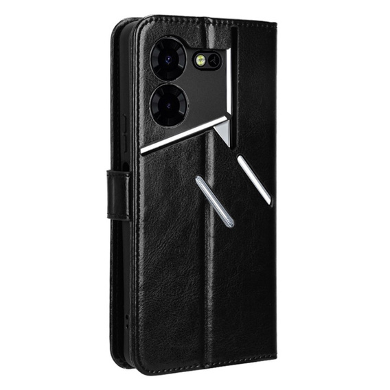 Cu clapetă pentru Tecno Pova 5 Pro 4G, Crazy Horse Wallet, negru