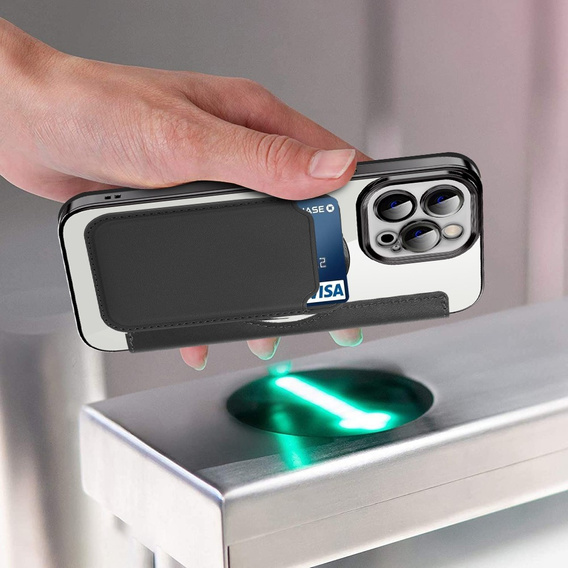 Cu clapetă pentru iPhone 12 Pro, RFID Wallet MagSafe CamShield, negru