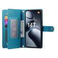 Cu clapetă pentru Xiaomi 14T Pro, Wallet Zipper Pocket, albastru