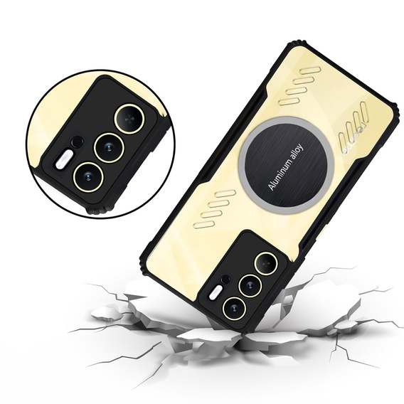 Carcasă pentru Realme 14X / Realme C75, cu placă magnetică, transparent / negru