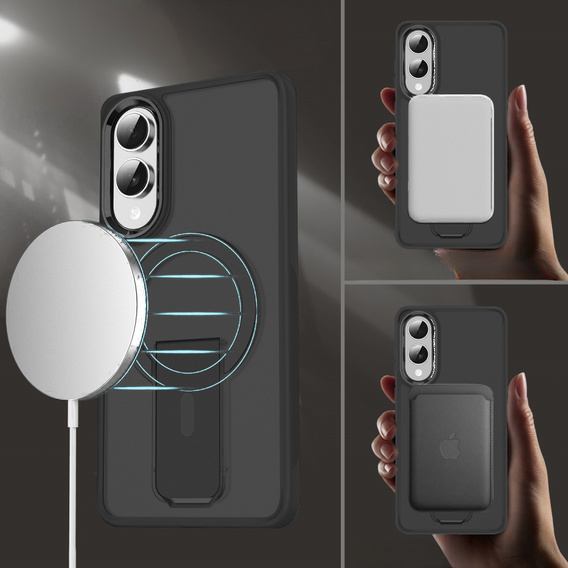 Husă pentru Samsung Galaxy S25 Edge, Kickstand Matt Case, pentru MagSafe, negru