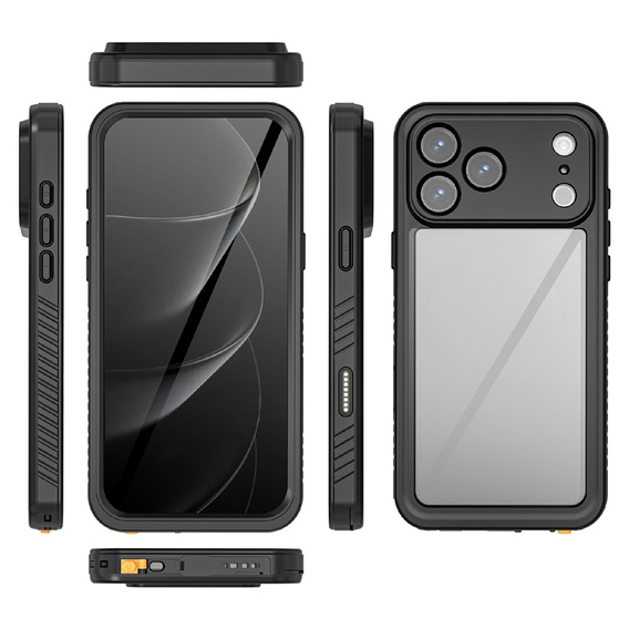 Husă pentru iPhone 17 Pro Max, IP68 rezistentă la apă Redpepper, negru