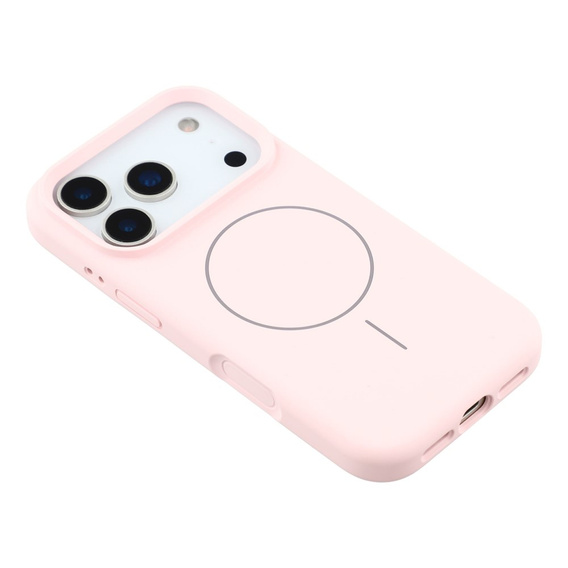 Husă din silicon pentru iPhone 17 Pro Max, pentru MagSafe, antișoc, roz