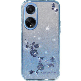 Husă pentru Oppo A78 4G, Glitter Flower, albastru