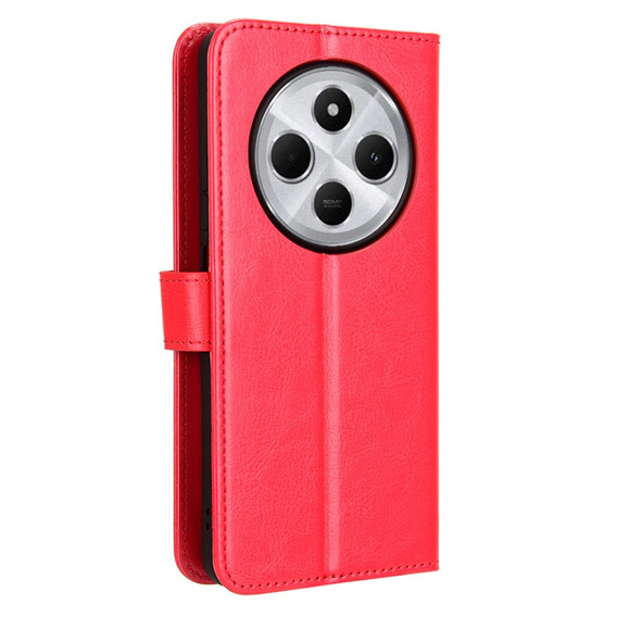 Cu clapetă pentru Xiaomi Redmi 14C / Xiaomi Poco C75, Crazy Horse Wallet, roșu