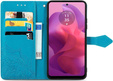 Cu clapetă pentru Motorola Moto E14, Butterfly, albastru