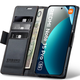 Husă flip lucioasă ERBORD Litchi pentru Xiaomi Redmi Note 15 Pro 5G