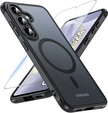 Husă pentru Samsung Galaxy S24, pentru MagSafe, ERBORD Matt Case, negru + sticlă pentru ecran