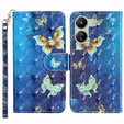 Cu clapetă pentru Xiaomi Redmi 13C / Poco C65, Wallet, Butterflies albastru