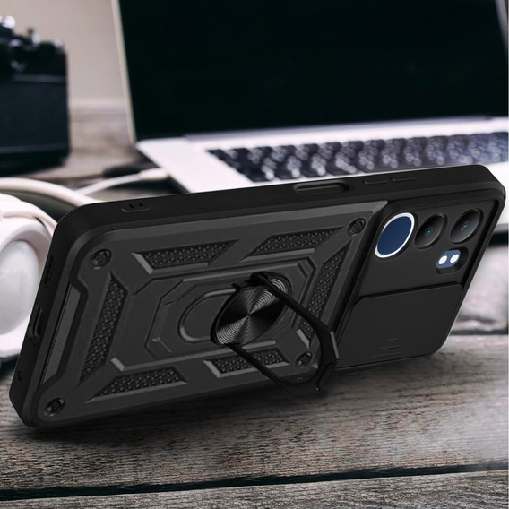 Husă blindată pentru Vivo Y19s, CamShield Slide, negru