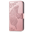 Cu clapetă pentru Motorola Moto E13, Butterfly, roz rose gold