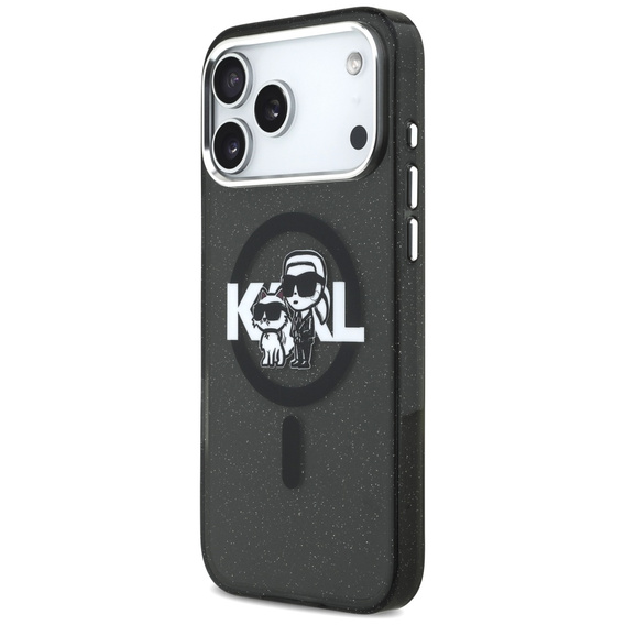 Husă MagSafe Karl Lagerfeld IML Glitter Karl & Choupette Sketch Logo pentru iPhone 17 Pro Max